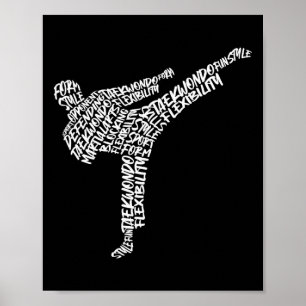 Affiche Taekwondo Arts Martiaux Typographie Enfants Hommes