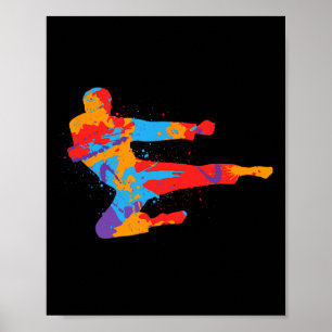 Affiche Taekwondo Colorée Arts Martiaux Hommes Enfants Gar
