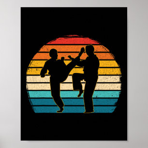 Affiche Taekwondo coréen vintage arts martiaux kickboxing