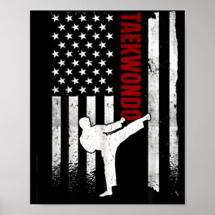 Affiche Taekwondo Drapeau Américain Distressed Usa Patriot