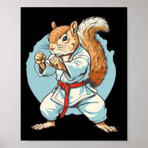 Affiche Taekwondo Écureuil Kung Fu Kickboxing Karaté Marti
