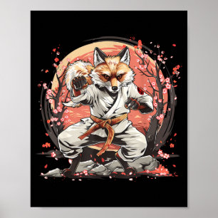 Affiche Taekwondo Fox Kickboxing Animall Jiu-Jitsu Kung Fu