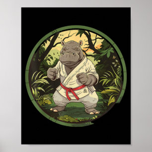 Affiche Taekwondo Hippo Kickboxing Animall Jiu-Jitsu Kung