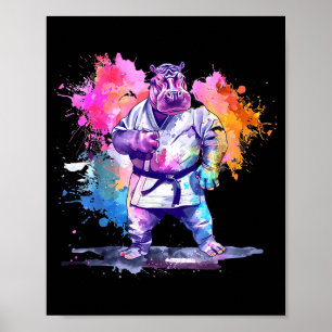 Affiche Taekwondo Hippo Kickboxing Animall Jiu-Jitsu Kung