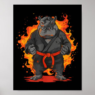 Affiche Taekwondo Hippo Kickboxing Animall Jiu-Jitsu Kung