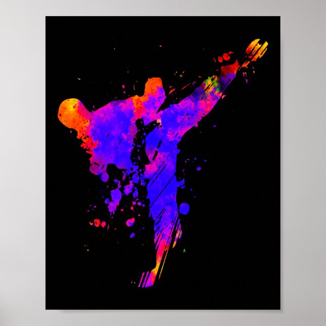 Affiche Taekwondo Jiu Jitsu Paint Splatters Kids Jujitsu J (Devant)