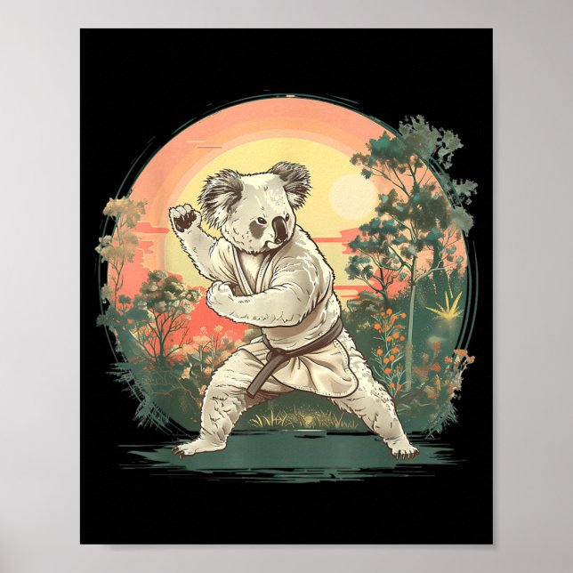 Affiche Taekwondo Koala Kickboxing Animall Jiu-Jitsu Kung (Devant)