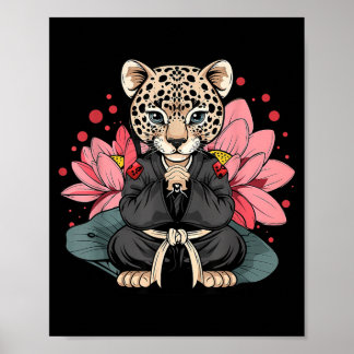 Affiche Taekwondo Leopard Kickboxing Animall Jiu-Jitsu