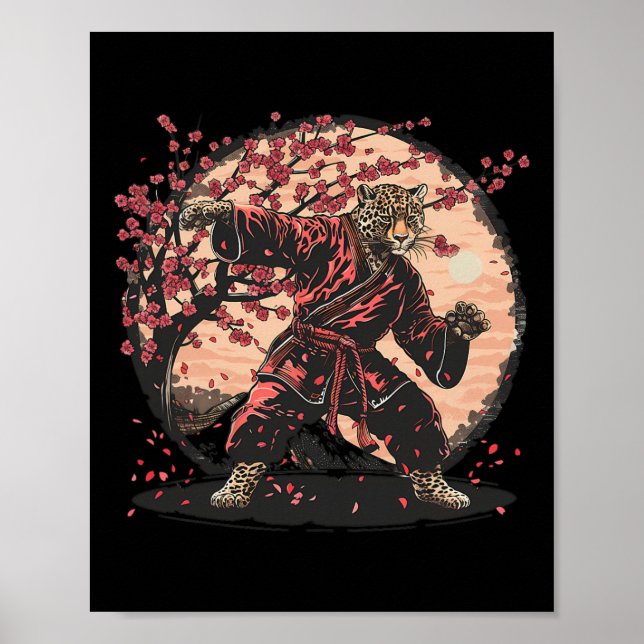 Affiche Taekwondo Léopard Kickboxing Animall Jiu-jitsu Kun (Devant)