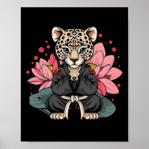 Affiche Taekwondo Léopard Kickboxing Animall Jiu-jitsu Kun