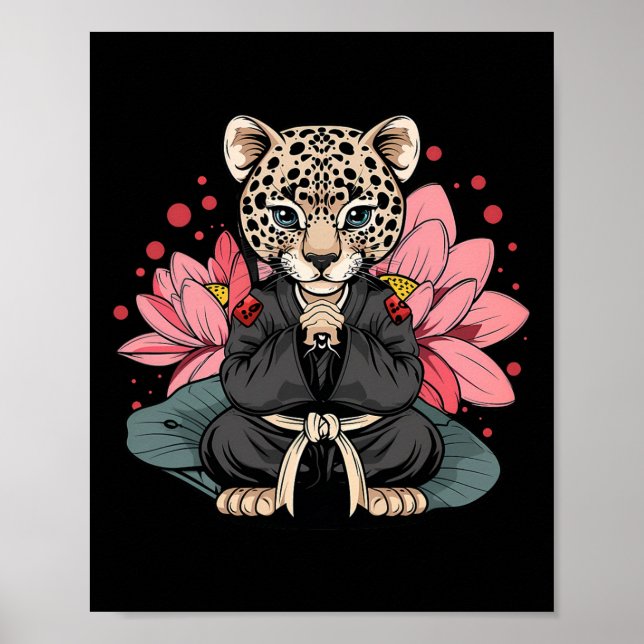 Affiche Taekwondo Léopard Kickboxing Animall Jiu-jitsu Kun (Devant)
