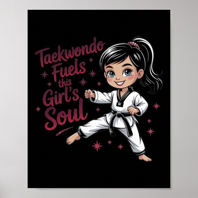 Affiche Taekwondo nourrit l'âme de cette fille Ceinture no (Devant)