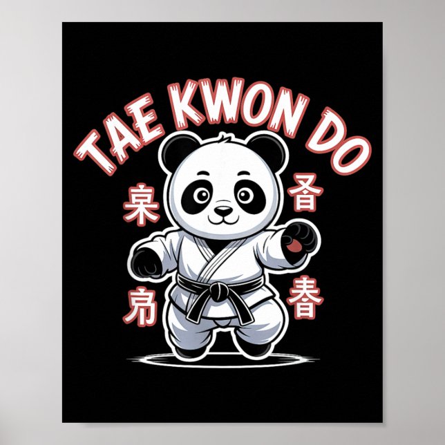 Affiche Taekwondo Panda Drôle Tkd Coréen (Devant)