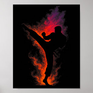 Affiche Taekwondo - pratiquant de kick coréen arts martiau