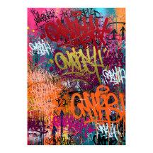 Tags de graffiti abstraits rouges cramoisis et ora