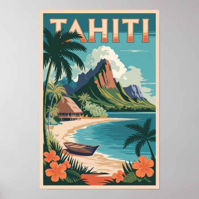Affiche Tahiti Polynésie française Illustration Art de voy (Devant)
