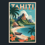 Affiche Tahiti Polynésie Française Illustration Art Voyage<br><div class="desc">Tahiti design de déplacement vectoriel rétro. Tahiti est la plus grande île de Polynésie française,  l'archipel du Pacifique Sud.</div>