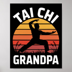 Affiche Tai Chi Grand-père Senior Fitness Yoga Lance Santé
