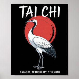 Affiche Tai Chi Qigong Grue Arts Martiaux Yoga Méditation