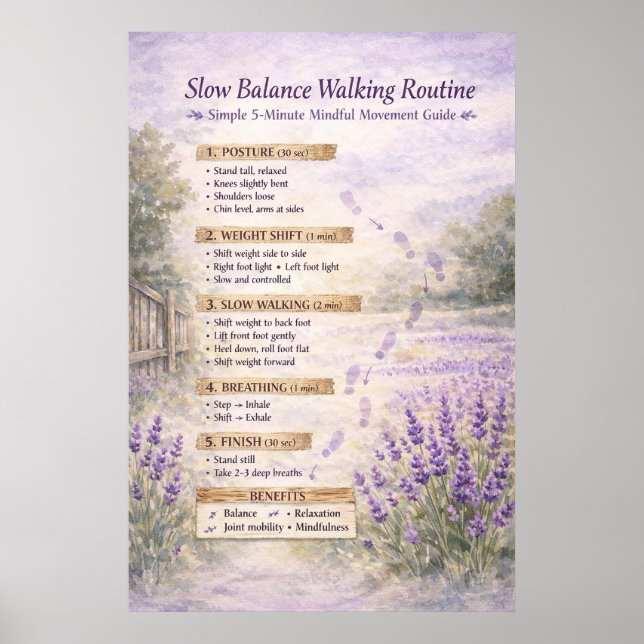 Affiche Tai Chi Walking Rustic Routine Chart | (Devant)
