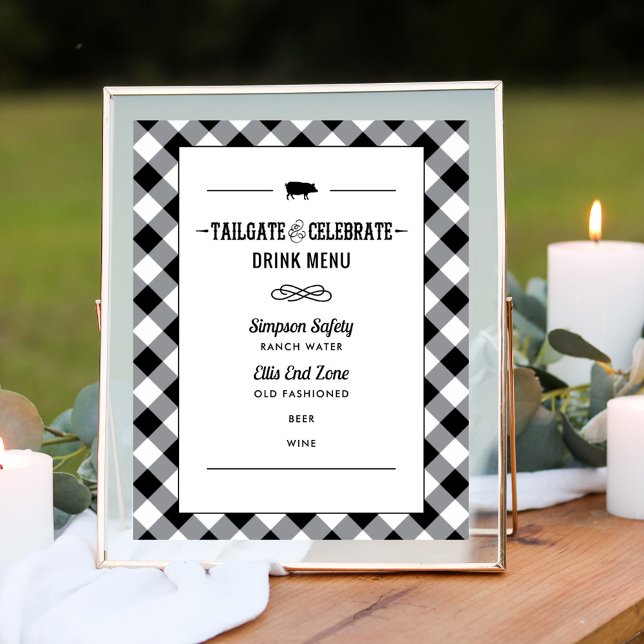 Affiche Tailgate Celebrate Black Wedding shower Drink Menu (Créateur téléchargé)