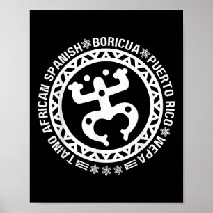 Affiche Taino Africain Espagnol Coqui Porto Rico Boricua T