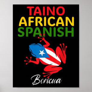 Affiche Taino Africain Espagnol Coqui Porto Rico Drapeau B