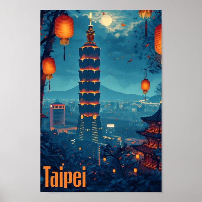 Affiche Taipei Art Vintage Travel place Illustration (Devant)