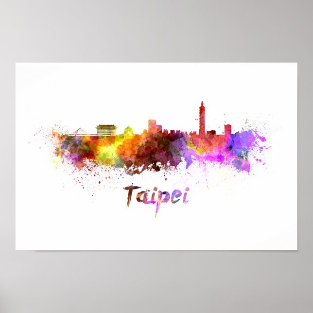 Affiche Taipei skyline in watercolor (Devant)
