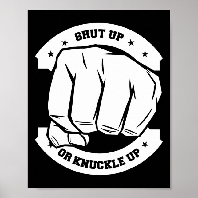 Affiche Tais-Toi Ou Tasse-Tête - Boxe À Knuckle Nue (Devant)