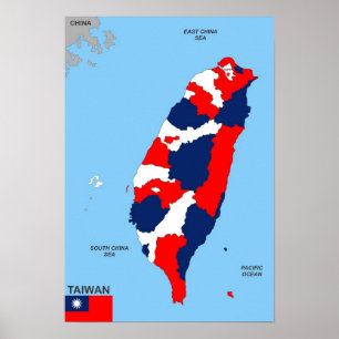 Affiche taiwan pays carte politique