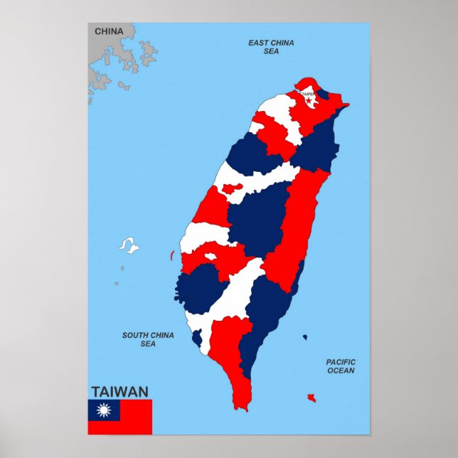 Affiche taiwan pays carte politique (Devant)