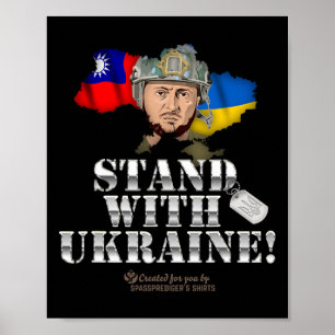 Affiche Taïwan soutient l'Ukraine et le drapeau de Zelensk