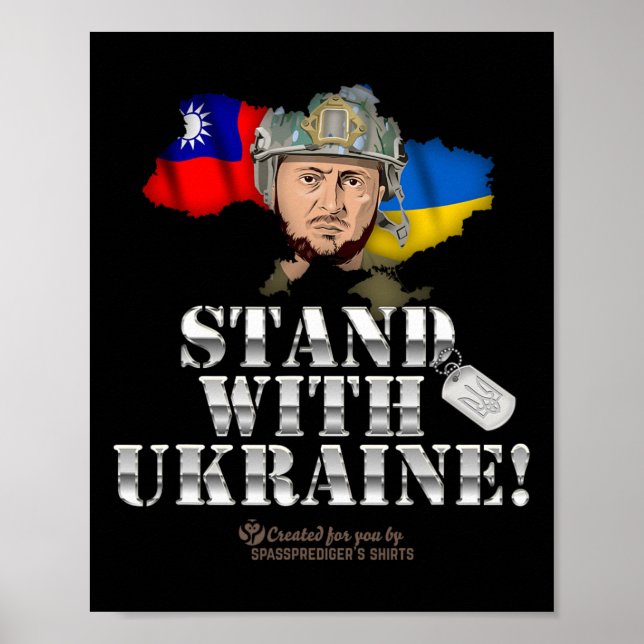 Affiche Taïwan soutient l'Ukraine et le drapeau de Zelensk (Devant)