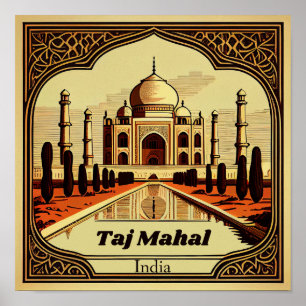 Affiche Taj Mahal Carré Vintage