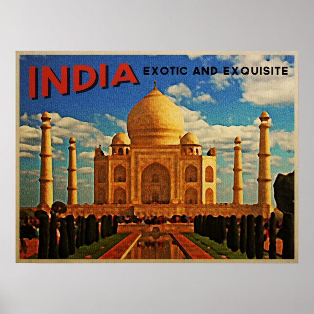 Affiche Taj Mahal Inde Vintage (Devant)