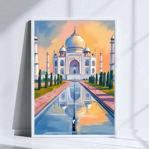 Affiche Taj Mahal Inde Voyage Peinture