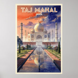 Affiche Taj Mahal Inde Voyage Rétro