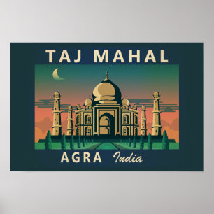 Affiche Taj Mahal India Travel Art Vintage