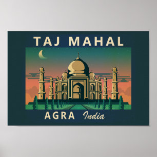 Affiche Taj Mahal India Travel Art Vintage