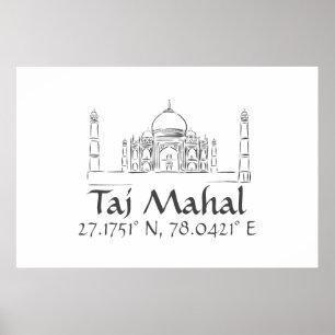 Affiche Taj Mahal Latitude Longitude