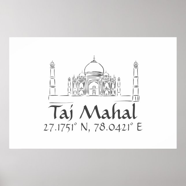 Affiche Taj Mahal Latitude Longitude (Devant)