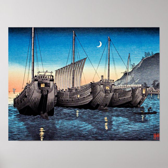 Affiche Takahashi - Junks in Inatori Bay, Izu (Devant)