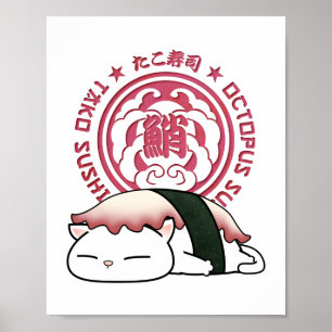 Affiche Tako Octopus Sushi Cat
