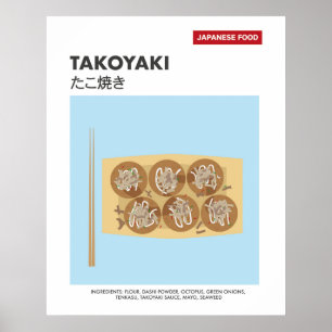 Affiche Takoyaki, Boule de poulpe, Voyage de nourriture ja