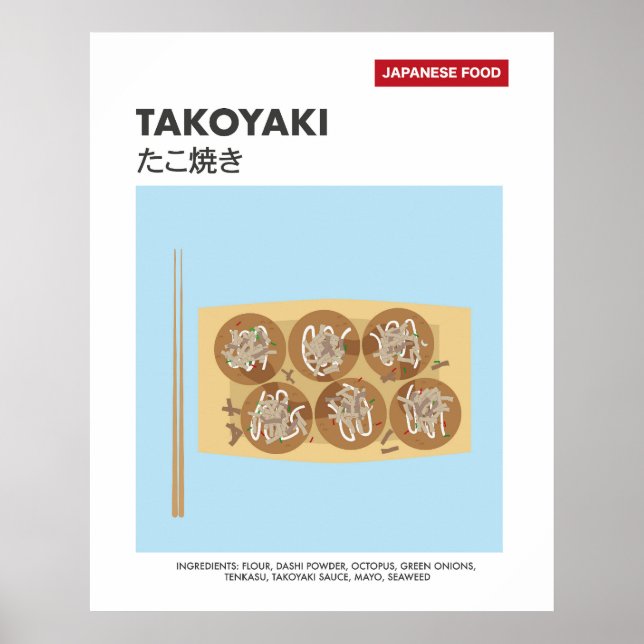 Affiche Takoyaki, Boule de poulpe, Voyage de nourriture ja (Devant)