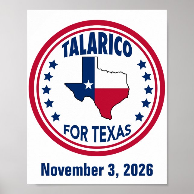 Affiche Talarico pour l'élection Texas Red White Blue (Devant)