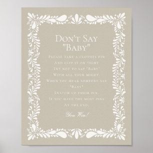 Affiche Talavera beige Carrelage ne pas dire Baby shower j