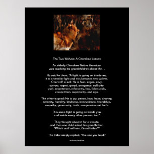 Affiche TALE DE CHEROKEE DES DEUX LOUPS Imprimer amérindie