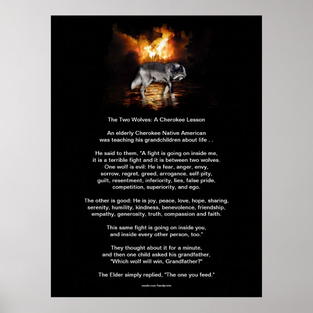 Affiche TALE DE CHEROKEE DES DEUX LOUPS Imprimer amérindie (Devant)